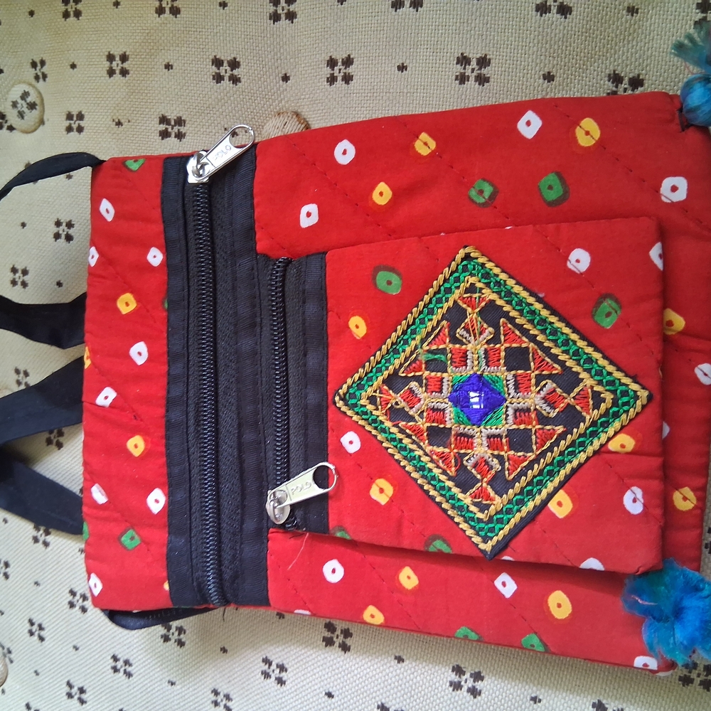 Embroidered Red Crossbody Bag